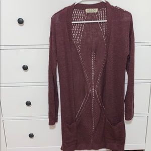 burgundy crochet cardigan